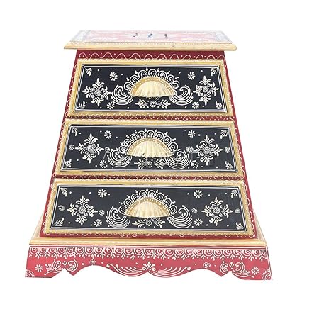 APKAMART Handcrafted Wooden Chest of Drawers - 20 inch - Corner End Table for Home Decor, Room Decor and Gifts