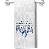 Kemingni Chinoiserie Best Grandma Kitchen Towels, Grandma Gifts for Mother's Day Birthday Dish Tea Towels for Kitchen, Grandmother Gifts from Grandkids Hand Towels for Bathroom, 16x24 Inch