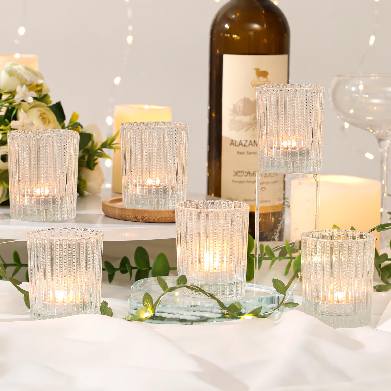 Photo 1 of 12 Pcs Vintage Glass Votive Candle Holders, Clear Candle Holders for Tea Lights, Floating Candles, Wedding & Party Table Decor, Elegant Centerpieces for Home, Bridal Shower & Christmas Decorations