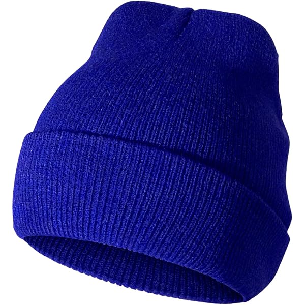 NAVY BLUE LONG BEANIE SKI CAP CAPS HAT HATS CUFFED at Amazon Men's