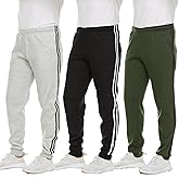Essential Elements 3 Pack: Men's Tech Fleece Ultra-Soft Warm Jogger Athletic Sweatpants with Pockets