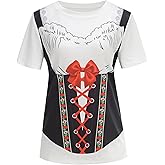 yolsun Bavarian Oktoberfest T-Shirts for Women, Adult 3D Dirndl Costume T-Shirt for Oktoberfest Carnival