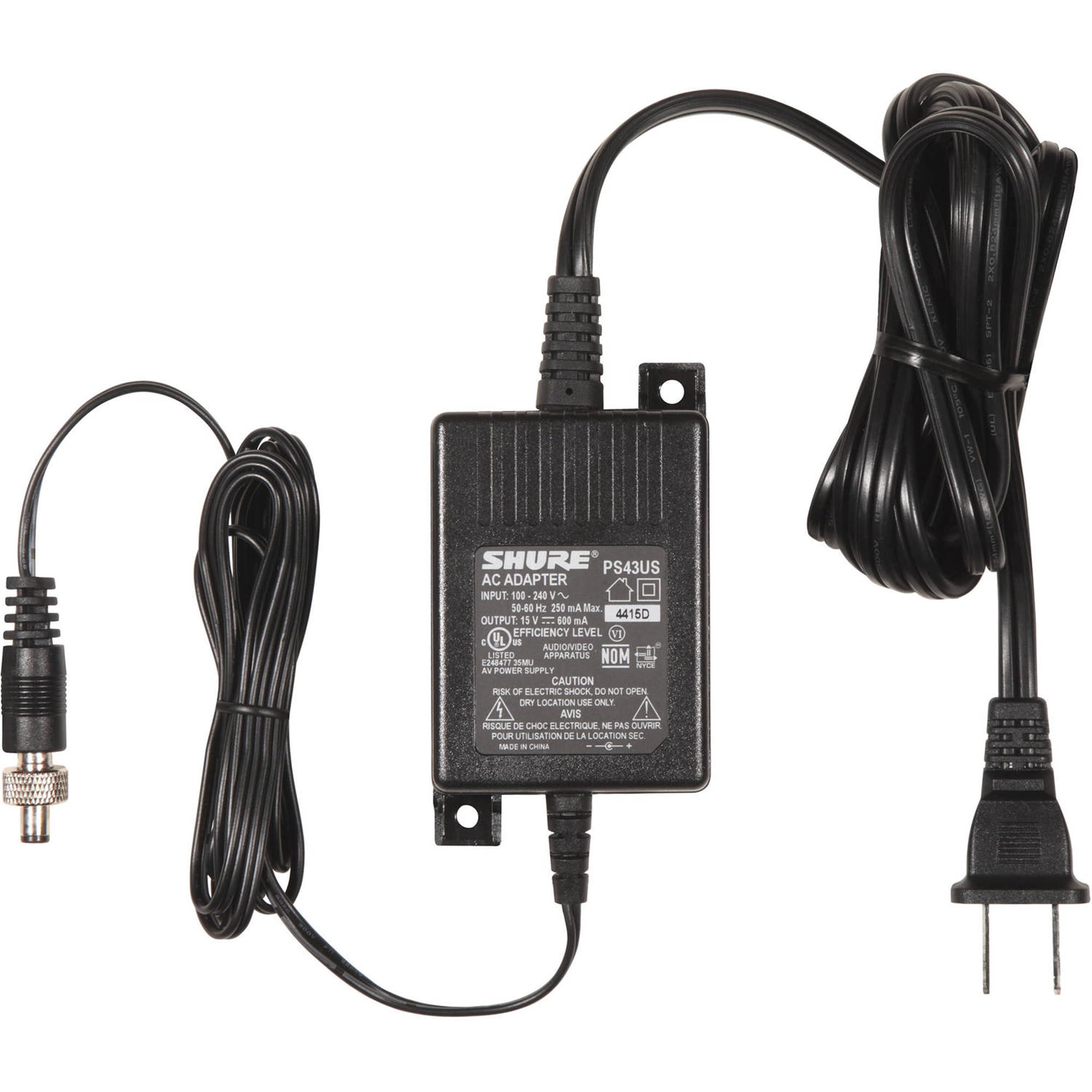 Shure PS43US Fuente de alimentación en línea para receptores inalámbricos GLX4 y ULX4