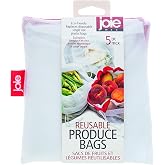 Joie Reusable Produce Bags 5pc Set, Sustainable, Nylon, Mesh, Machine Washable, Eco-Friendly, 5.5 x 6 inches