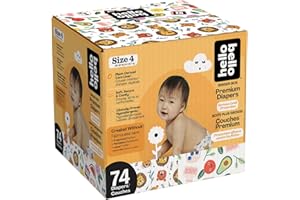 Hello Bello Diapers, Size 4 (22-37 lbs), 74 Count of Premium Disposable Baby Diapers in Wildcats and Snacktime Designs, Hypoallergenic with Soft, Cloth-Like Feel