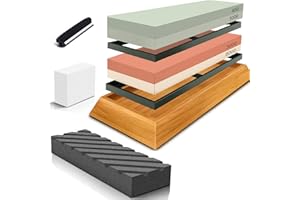 STANZ (TM) Whetstone Set 2-in-1 Sharpening Stone 3000/8000, 400/1000 Grit Waterstone Kit - Knife Sharpener Stone Set Safe Non