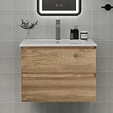 Chyanmoo Wall-Mounted Bathroom Vanity with Sink and 2 Soft-Close Drawers – Moisture-Resistant MDF, Space-Saving Design for Mo