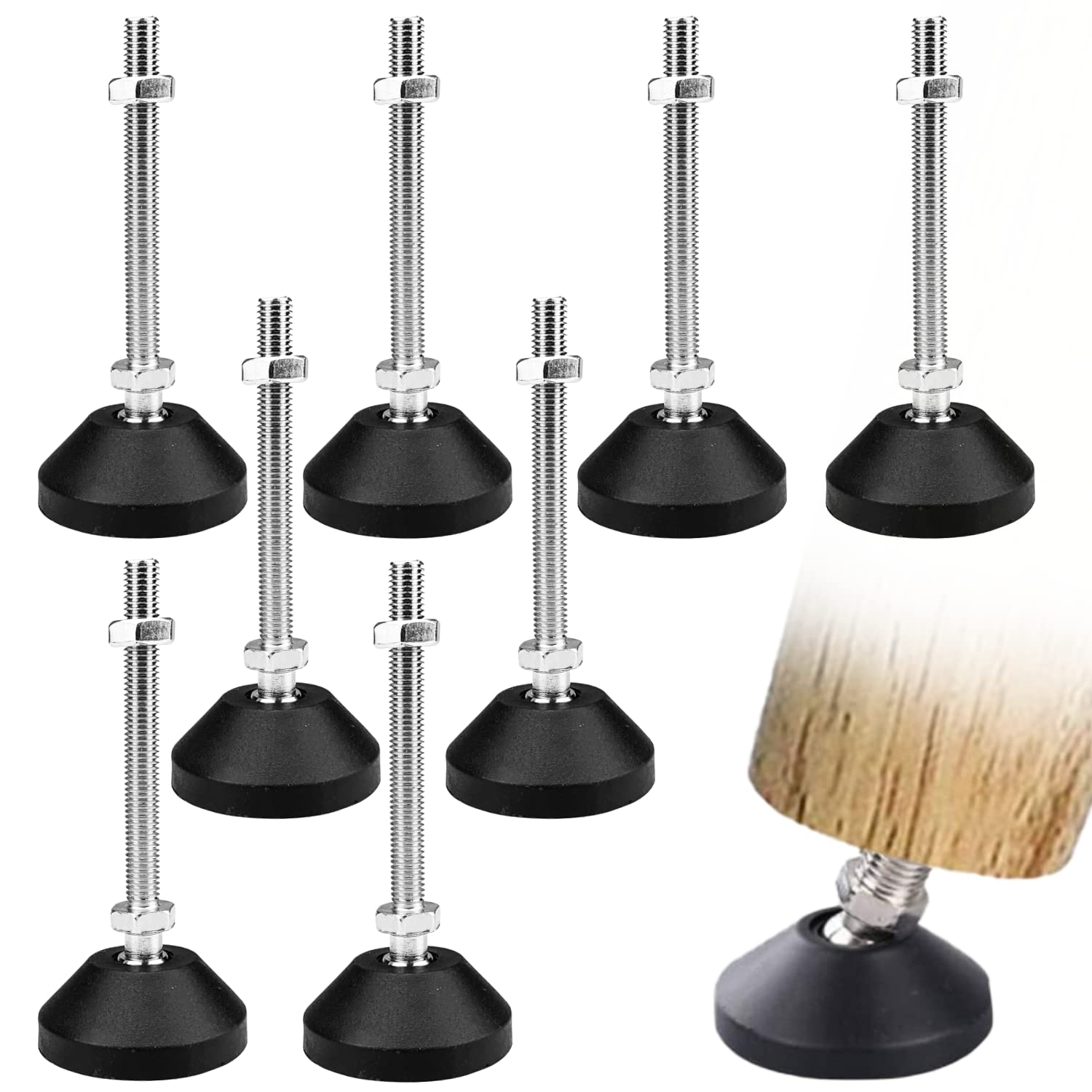 8pcs Adjustable Levelling Feet, Screw In Feet, Levelling Foot, Leveler Screw, Vital Parts Adjustable Feet, For Sofa Table Chair Leg Pads Floor Protector,Can Withstand Kg Of About 120kg(D50, M8*80mm)