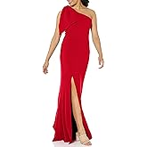 Dress The Population Womens Georgina One Shoulder Bow Detail Trumpet Gown Long Dress