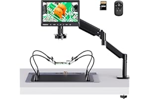 TOMLOV DM702 Flex-S 10.1" Digital Microscope with Soldering Helping Hands Station, Adults Coin Magnifying Glass with Flexible