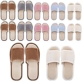 Eorbow 10 Pack Washable House Slippers for Guests, Disposable Open Toe Indoor Slipper, Non-slip Spa Slippers Bulk with Thick Sole for Party, Travel, Hotel, Bathroom, Bedroom, Unisex Universal Size