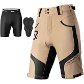 ROCKBROS Men's Mountain Bike Shorts, 4D Padded Liner Baggy Cycling Shorts | 4D Padded Liner Reduces Riding Pressure, with Quick-dry Breathable Fabric, Adjustable Waist and Zip Pockets for MTB Rides