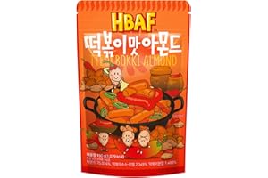 [Official Gilim HBAF] Korean Tteokbokki Seasoned Almonds Nut Protein Snack | Sweet & Spicy Korean Street Food |After-School, Work, Trip Camping Snack | Gochujang Paste | Korean Sovenior (Toppoki, 1x190gram pack)