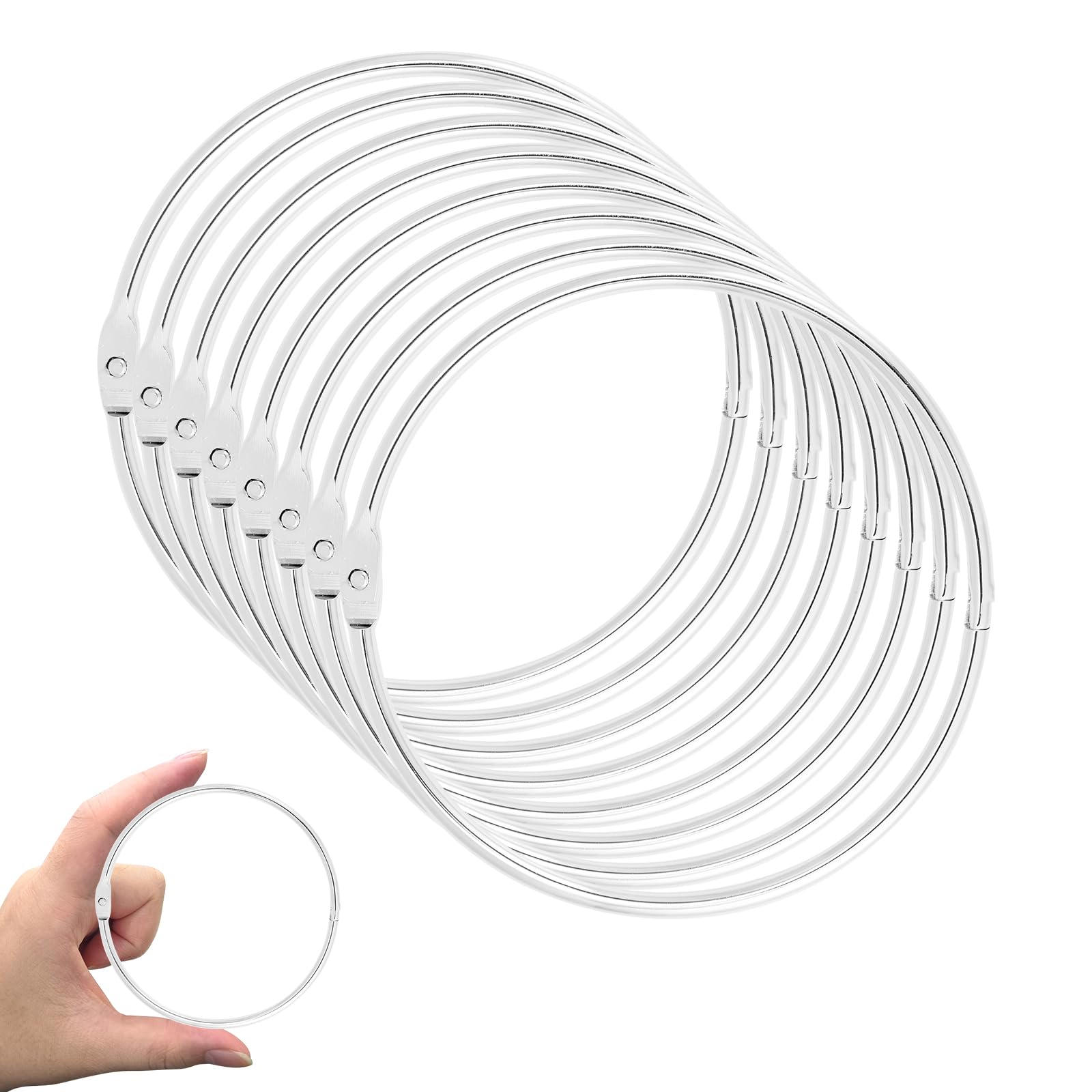 Photo 1 of 8pcs Loose Leaf Binder Rings, 4 Inch Large Metal Rings for Index Cards Flashcards Paper DIY Crafts Home Office School Supplies