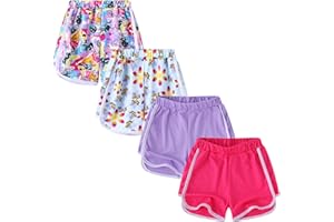 Girls Active Shorts 4 Pack Athletic Gym Outdoor Workout Running Beach Shorts 3-11 Years