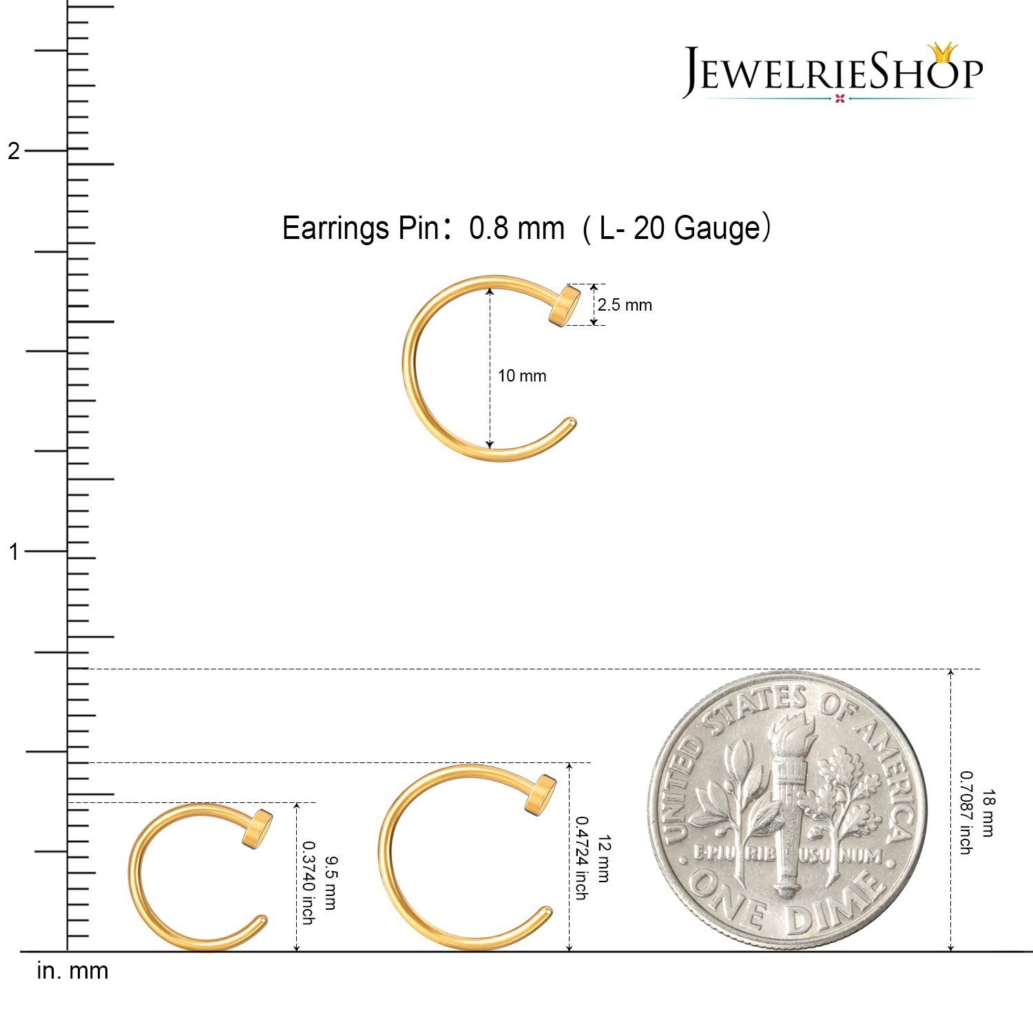 Nose Rings Hoop 20G Stainless Steel Nose Piercing Jewelry Fake Lip Hoop