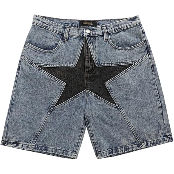 Aelfric Eden Unisex Star Patchwork Jorts Women Denim Shorts Men