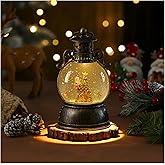 Christmas Snow Globe Lantern - Lighted Musical Water Globes with 6H Timer, Glittering Swirling Santa & Gnomes Scene, Battery/USB Powered Holiday Decoration for Indoor Christmas Decor & Gifts