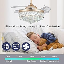 PAFRUMGE 36" Dimmable Gold Fandelier Crystal LED