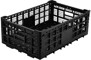 IDEALHOUSE 52l Collapsible Milk Crate, 1 Pack Heavy Duty Storage Crate with Reinforced Walls, Foldable Plastic Storage Crate 