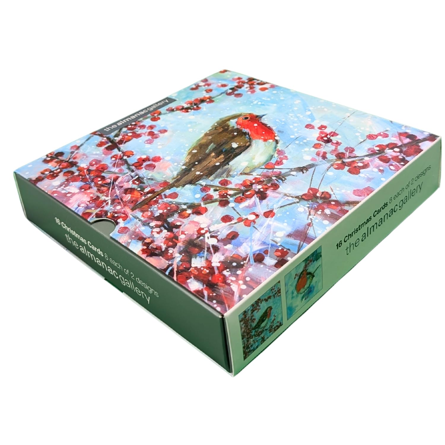 Box of 16 Red Robin & Berries Christmas Cards in 2 Designs Boxed Xmas ADBX0026