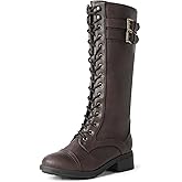 DREAM PAIRS Women's Pu Knee High Riding Combat Boots