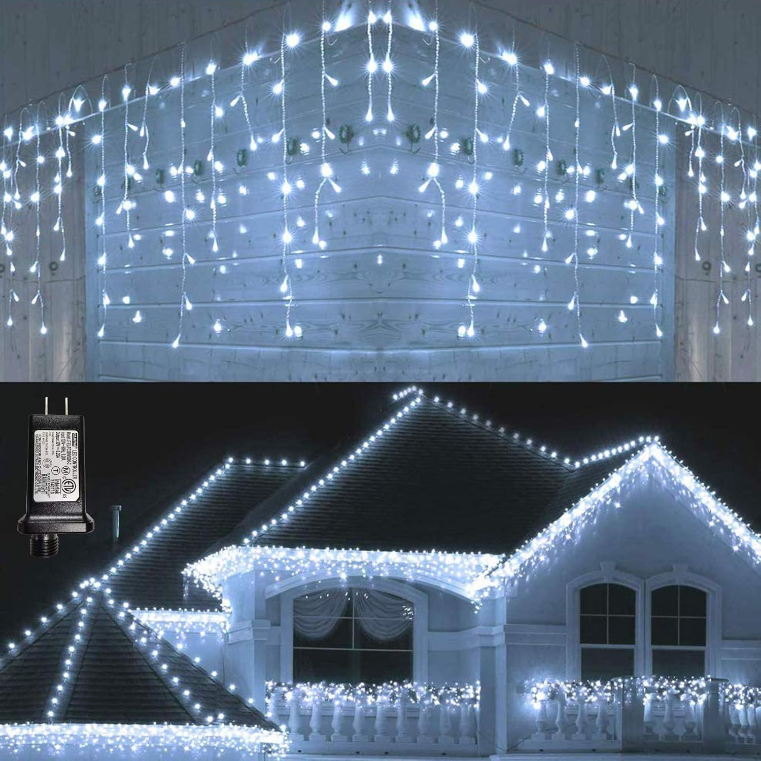 Lyhope Led Icicle Lights, 432 LED 35.4ft 8 Modes Low Voltage Icicle