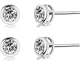 Ericter 990 Sterling Silver Stud Earrings for Women Men, Sterling Silver Earrings Tiny Stud Earrings for Multiple Piercings, Hypoallergenic Cubic Zirconia Earrings Studs Ear Jewelry Set for Girls