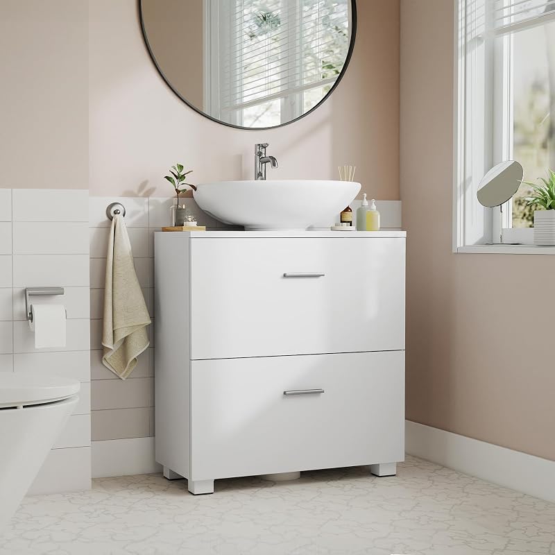 Vasagle CUSTOS Under-Sink Cabinet 2 Drawers 30x60x63.8 cm Cloud White