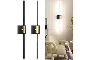 GIFT4U 31.5 Inch Battery Operated Wall Sconce Set of Two, 8000mAh USB Rechargeable Wall Sconce with Remote Control, 360°Rotate Dimmable 3000K-6000K LED Wall Lights for Living Room, Hallway, Bedroom, (2 Pack)
