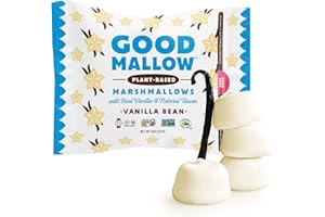 GoodMallow Vegan Marshmallows - Large Kosher Halal Gluten Free Dairy Free Healthy- Natural Gelatin Free Marshmallows for Hot Chocolate, Smores, Baking - Nothing Artificial, Made in USA (White Vanilla ) (Pack of 1)