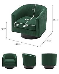 Swivel Barrel Accent Chair, Modern Round Corduroy