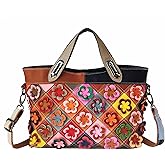 Handmade Cowhide Multi-color Block Random Stitching Unique Style Women's Bag - Crossbody, Shoulder and Handheld