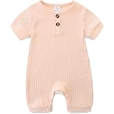 Unisex Newborn Baby Romper Ribbed Onesie Infant Long/Short Sleeve Jumpsuit