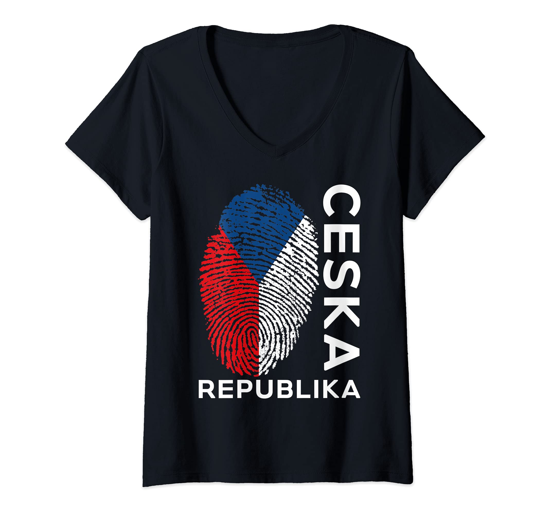 Womens Czech Republic Flag Ceska Republika Fan Jersey Kit V-Neck T-Shirt