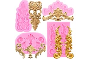 Mujiang Baroque Fondant Molds Curlicues Scroll Lace Silicone Mold Vintage Relief Filigree Mold for Sugar Craft Cake Decoratio