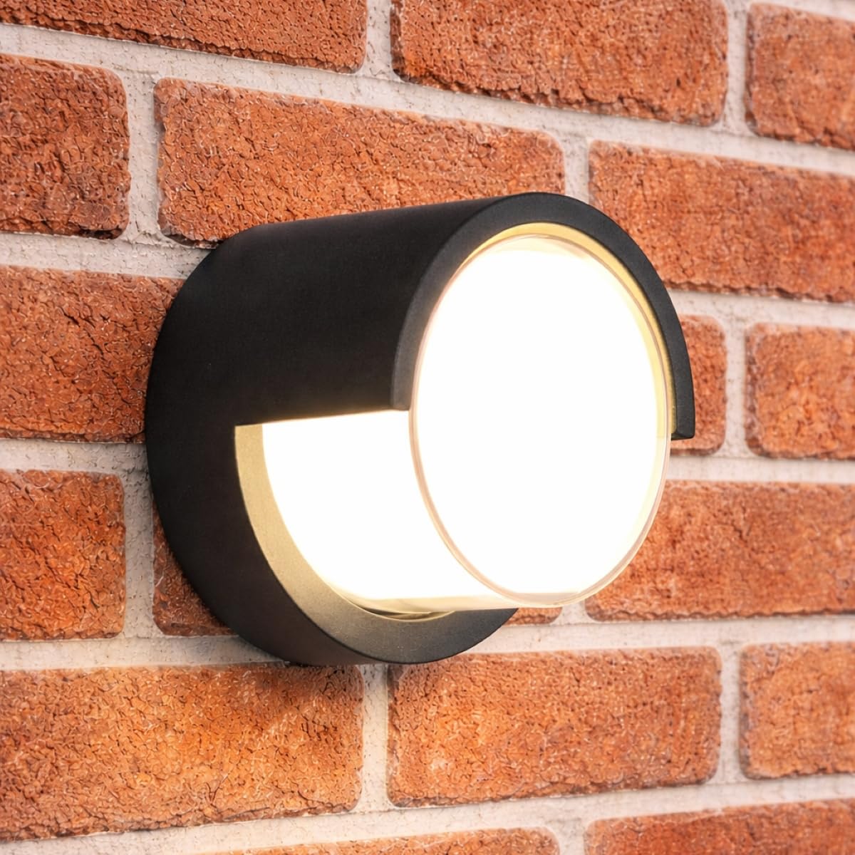 CGC Lighting Black White Square Round LED Wall Ceiling Outdoor Bulkhead Light Waterproof Shed Conservatory Garden Porch Patio Driveway Garage (Black/White Round)