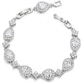 EVER FAITH Wedding Bridal Bracelets for Brides Bridesmaids, Gorgeous Cubic Zirconia Classic Teardrop Tennis Braceletss for Women Jewelry