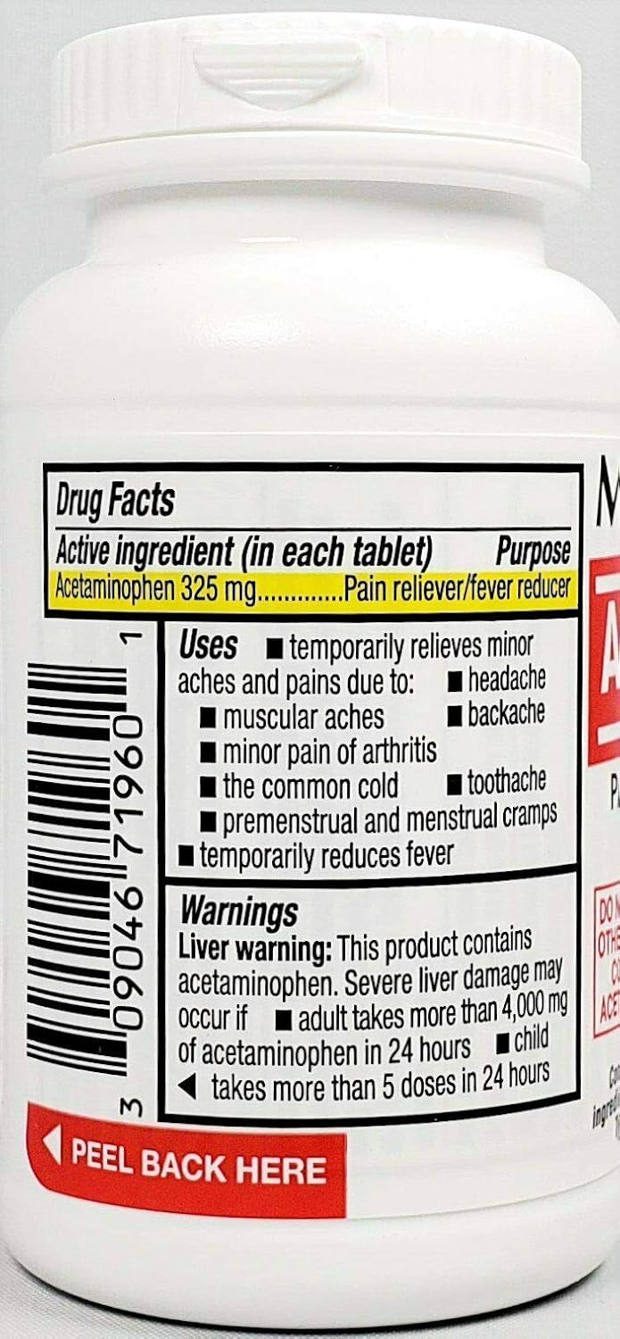 Major Acetaminophen 325 mg Tablets 100 Count: Health & Personal Care