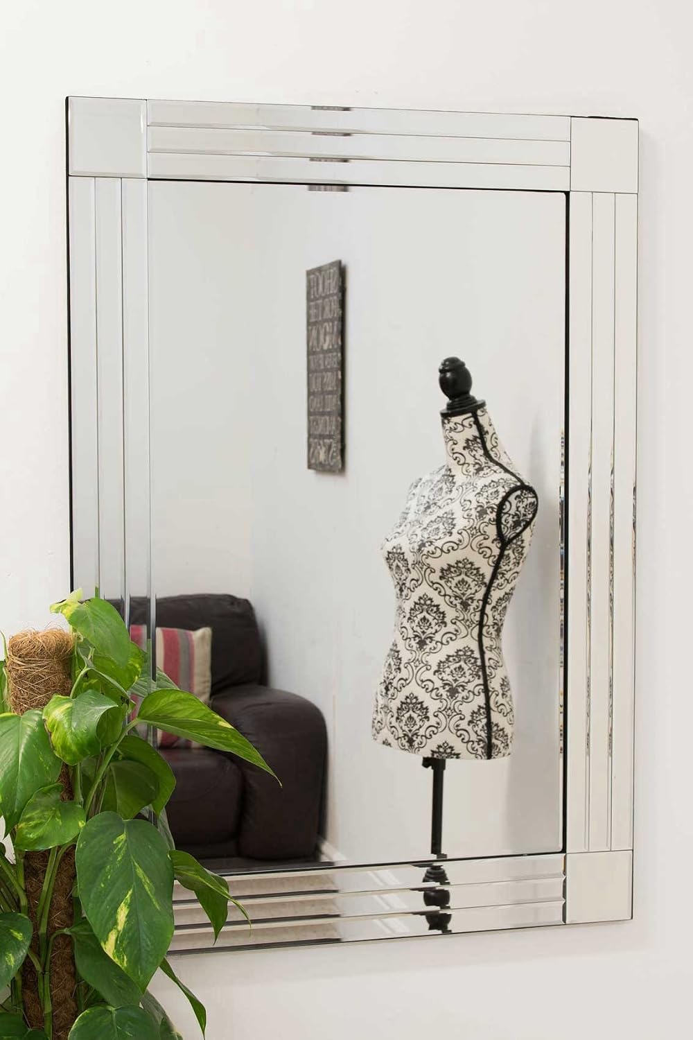 MirrorOutlet Modern Venetian Bevelled Wall Mirror, Large Size, Rectangular Decorative for Lounge Dining Room, Bathroom - Image 5