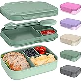 Caperci Stackable Bento Lunch Box for Adult & Teens - Reinforced Leak-Proof Lunch Container 4-Compartment with Utensils & Sauce Container, BPA-Free, Dishwasher/Microwave Safe, 47oz (Khaki Green)