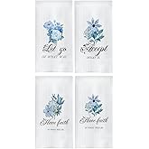 GOOZHO Blue Floral Christian Kitchen Towels, Inspirational Bible Verses Hand Towels for Bathroom Decor, Faith Based Gifts Dish Tea Towels for Kitchen Decor, 16x24 Inch Set of 4