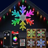 36in Large RGB Hanging Snowflake Lights Outdoor, Christmas Color Changing Snow Flakes Eaves Lights, App/Remote Control, Group Control, Timer, Dimmer, Festive Decor for Porch Wall Garage Door Decor