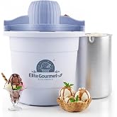 Elite Gourmet EIM350 4Qt 50W Electric Ice Cream Maker, Periwinkle | Powerful motor drives aluminum freezing cannister in durable plastic ice bucket - makes gelato, sorbet &amp; frozen yogurt