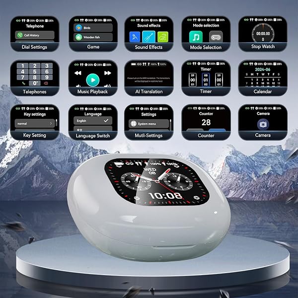 AI TRANSLATION LANGUAGE TRANSLATOR EARBUDS – SOUROYEA TRANSLATION OPEN EAR BUDS WITH FREE APP SUPPORTS 144 LANGUAGES REAL TIME TRANSLATING, 72H PLAY TIME CHARGING CASE BUILT IN LCD TOUCH SCREEN