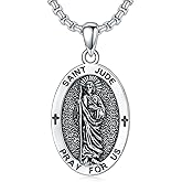 MISTBEE Saint Jude/Serenity Prayer/Jesus/Knights Templar/Michael/Francis/Virgin Mary/Benedict Necklace 925 Sterling Silver Amulrt Medal Pendant Jewelry Thanksgiving Day Gifts for Men Women