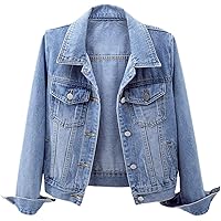 Women's Casual Jean Jacket Distressed Ripped Denim Jacket