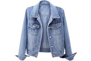 Ladyful Women's Bride Casual Jean Jacket Distressed Ripped Denim Jacket Coat with Pockets