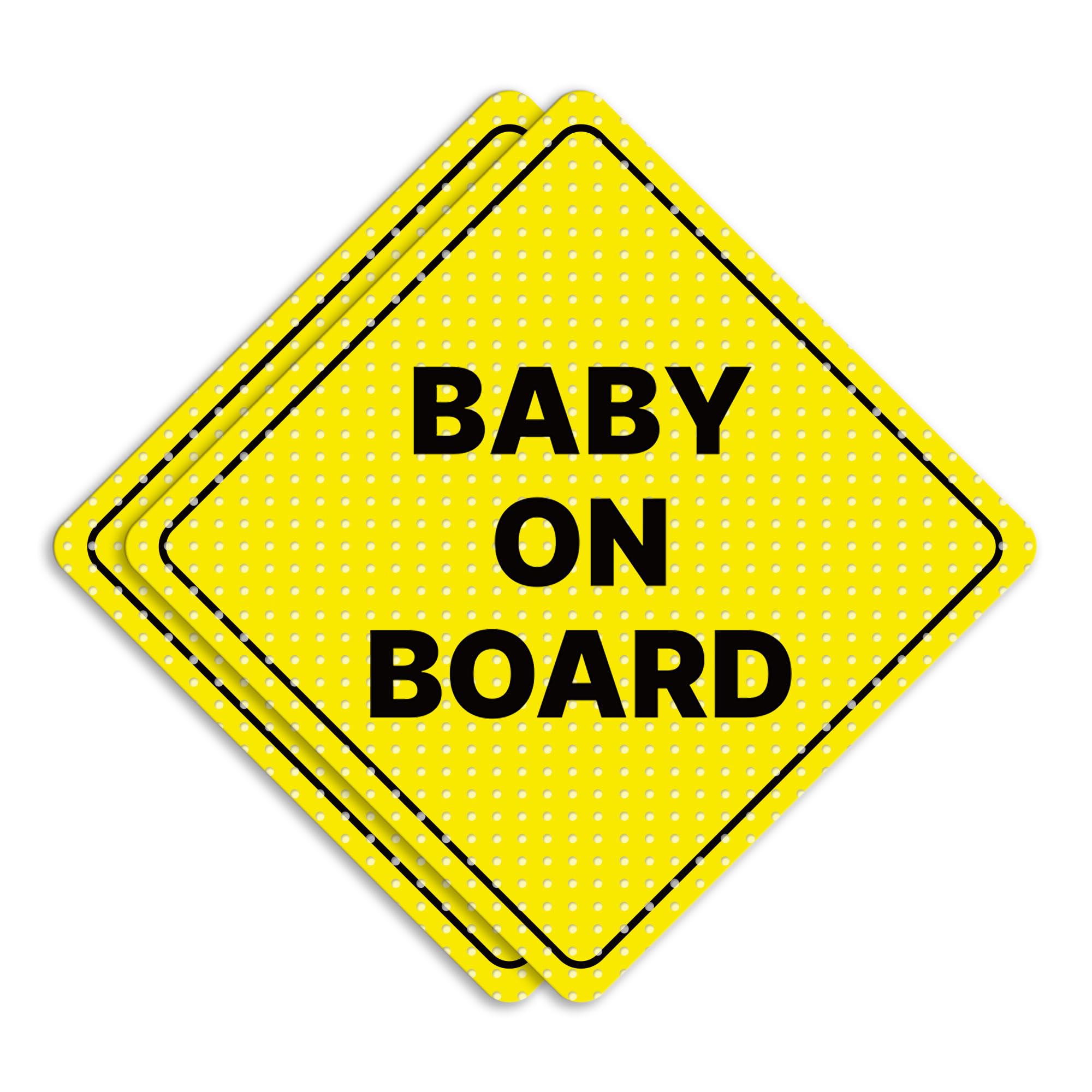 GEEKBEAR Baby on Board Sticker or Magent for Cars - 2 Pack Safety Signs, 6.8 x 6.8 in (Sticker, Yellow)