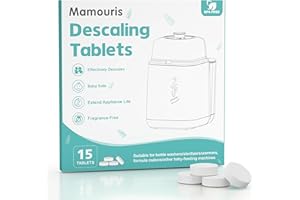 Mamouris Descaling Tablets: Ideal for Baby Brezza, Momcozy Baby Bottle Washer Remove Milk & Limescale, Fragrance Free, 15 Count